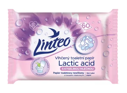 Papír toaletní vlhčený s kyselinou mléčnou 60ks, Linteo#13537