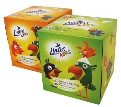 Kapesníky papírové 2vrst,box 80ks,Linteo KIDS