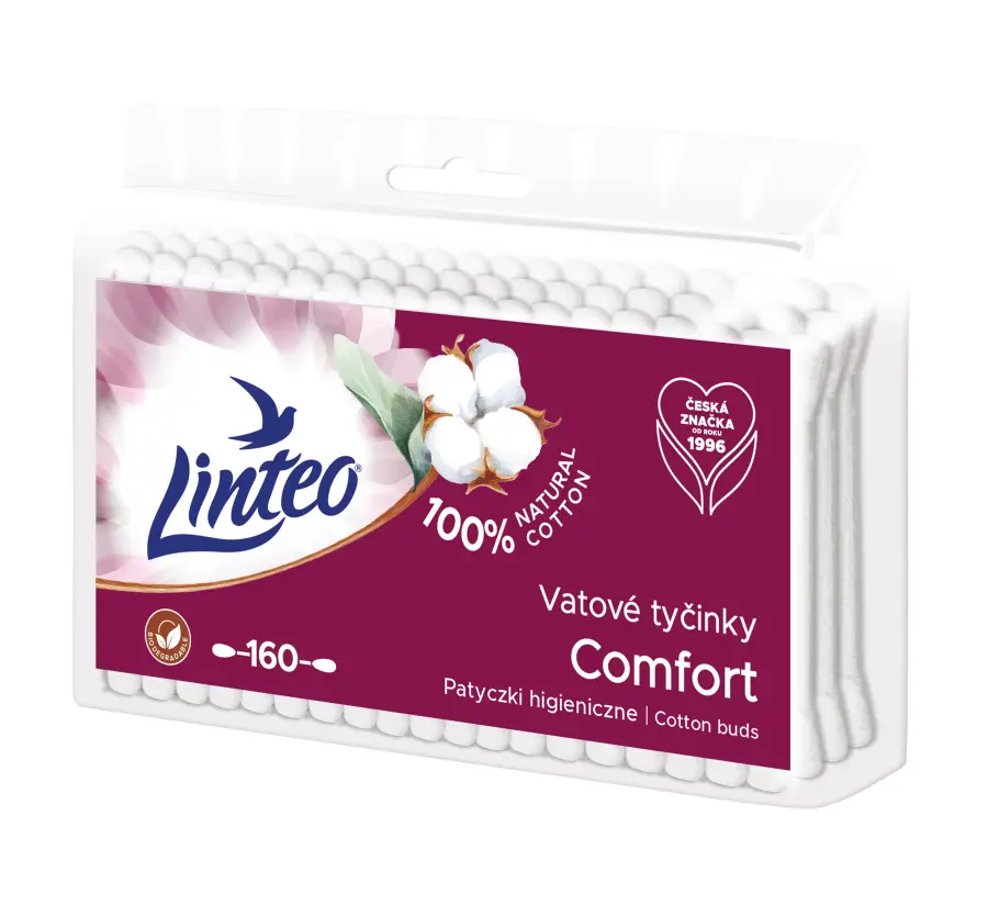 Tyčinky vatové sáček 160ks, Linteo#13755