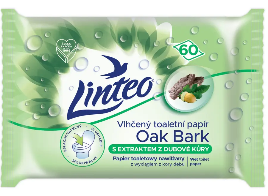 Papír toaletní vlhčený dubová kůra 60ks, Linteo#13789