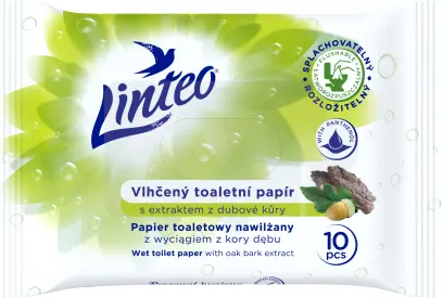 Papír toaletní vlhčený dub. kůra 10ks, Linteo