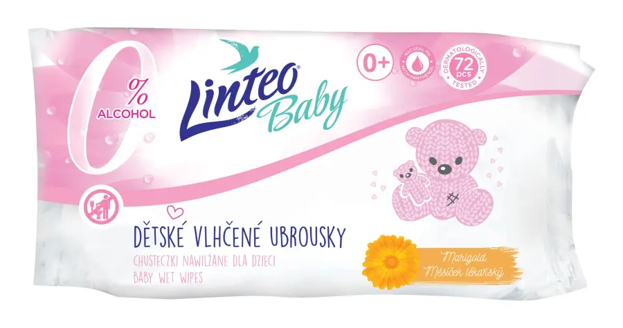 Ubrousky vlhčené Baby 72ks, Linteo