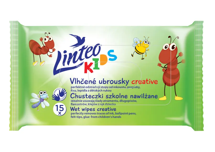 Ubrousky vlhčené Kids 15ks, Linteo#13906