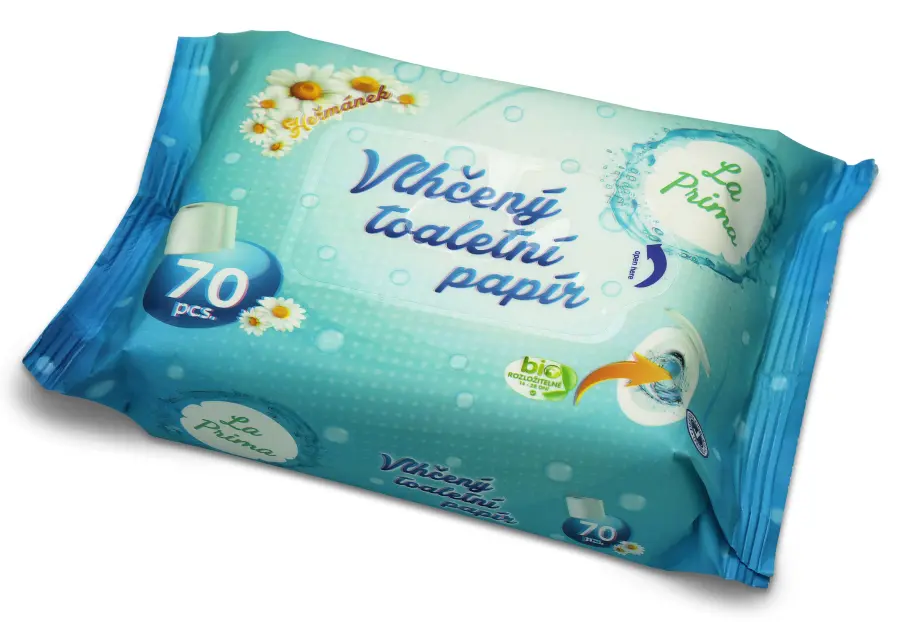 Papír toaletní vlhčený heřmánek 70ks, La Prima#14808