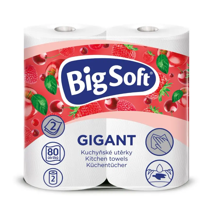 Utěrky kuchyňské Gigant 2 vrstvé 2 role, Big Soft#14976