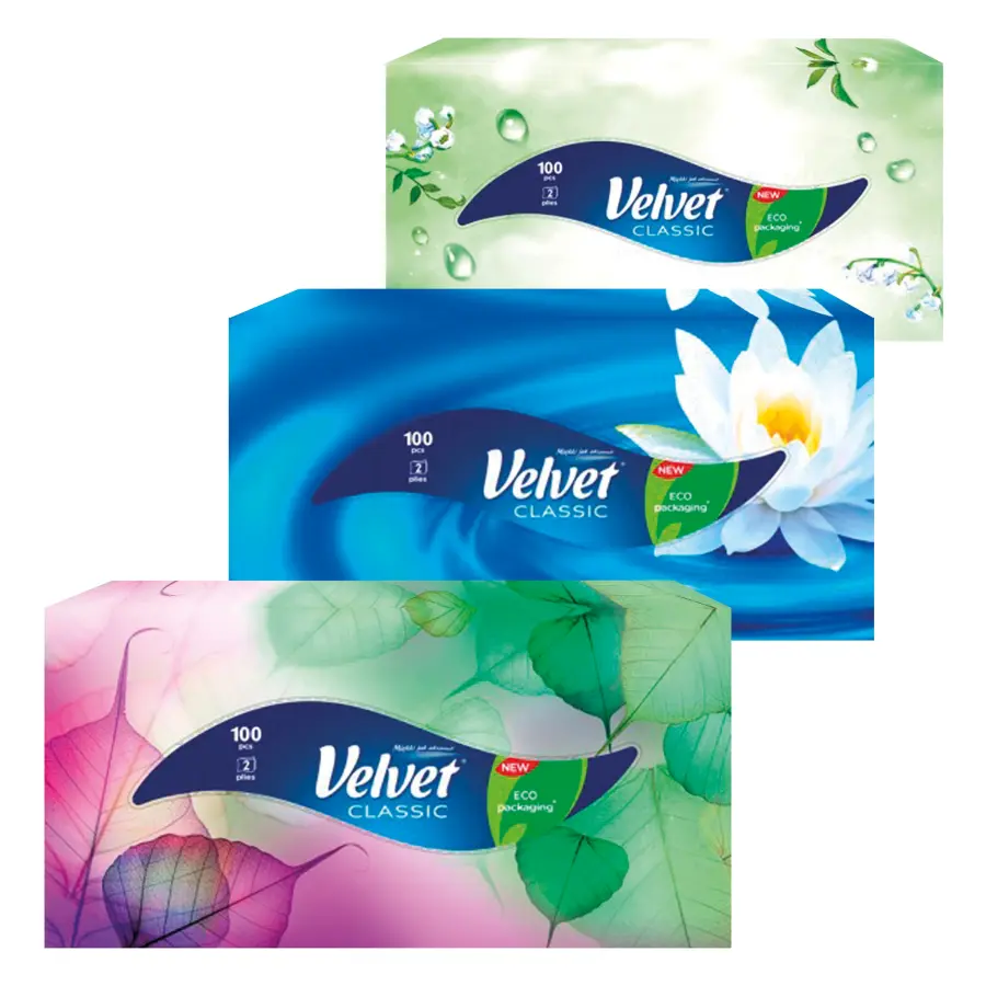 Kapesníky papírové Classic 2 vrstvé box 100ks, Velvet