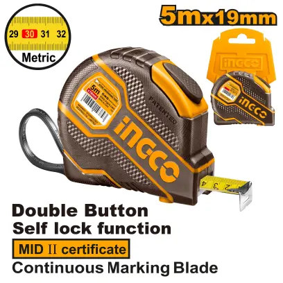 Metr svinovací SELFLOCK 5mx19mm  HSMT080521E, Ingco#1726