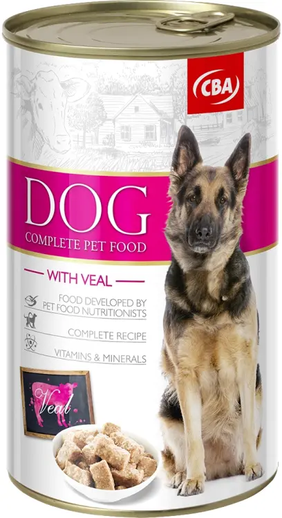 Konzerva pro psy telecí 1240g, CBA#17418