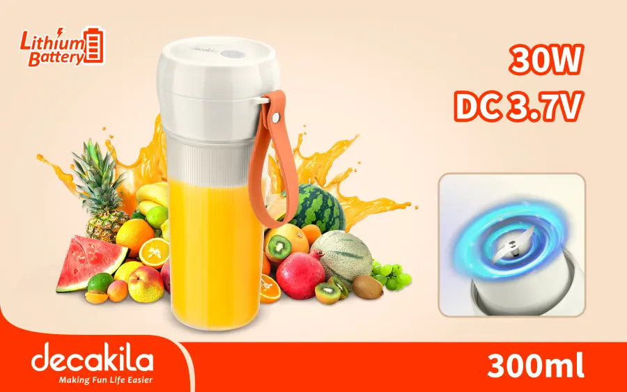 Mixér na smoothie přenosný 0,3l 30W bílý KMJB035E, Decakila#18723