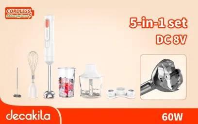 Mixér tyčový bezdrátový 5v1 60W bílý KMJB042W, Decakila#18726