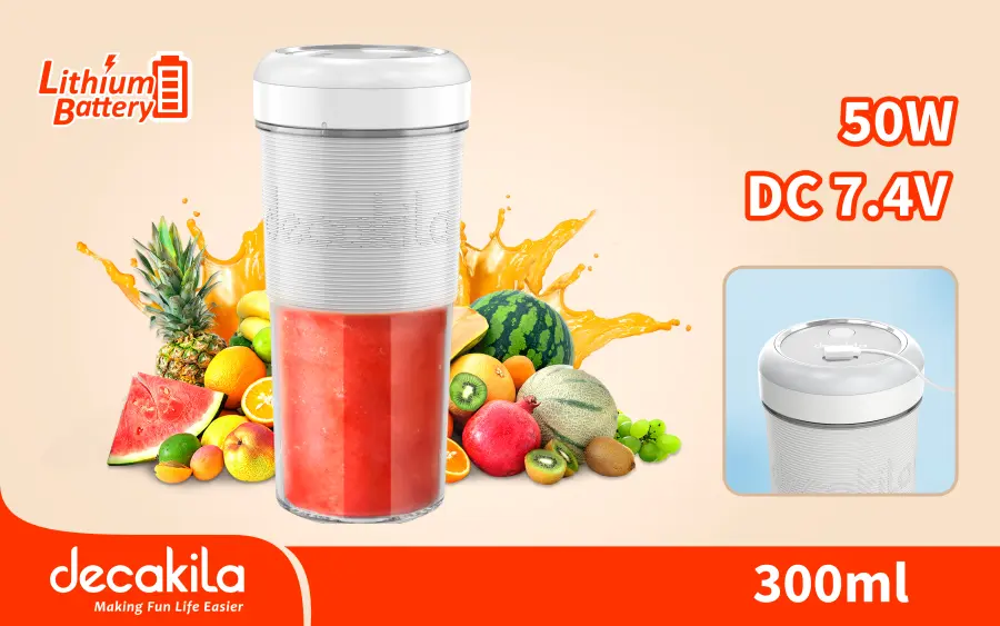 Mixér na smoothie přenosný 0,3l 50W bílý KMJB012W, Decakila#18730