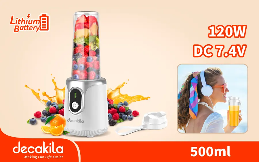 Mixér na smoothie stolní bezdrátový 0,5l 120W bílý KMJB022W, Decakila#18732