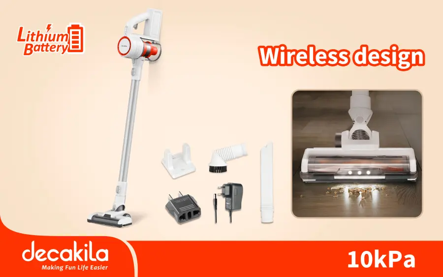 Vysavač tyčový bezdrátový ≥10kPa 140W bílý CUCV001W, Decakila#18742