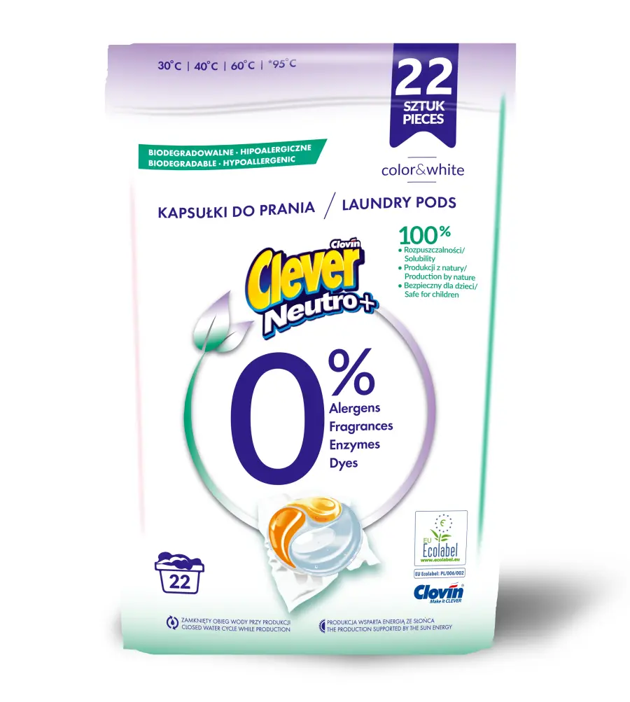 Kapsle na praní Color&white 22PD 396g, Clever Neutro#18759