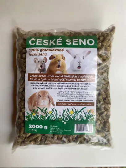 Krmivo pro hlodavce Seno luční 100% granulované 2kg, České seno#18780