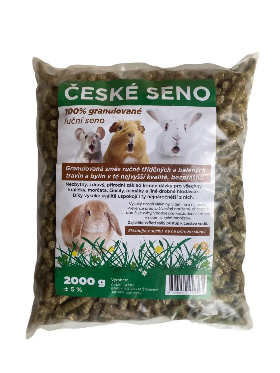Krmivo pro hlodavce Seno luční 100% granulované 2kg, České seno#18780