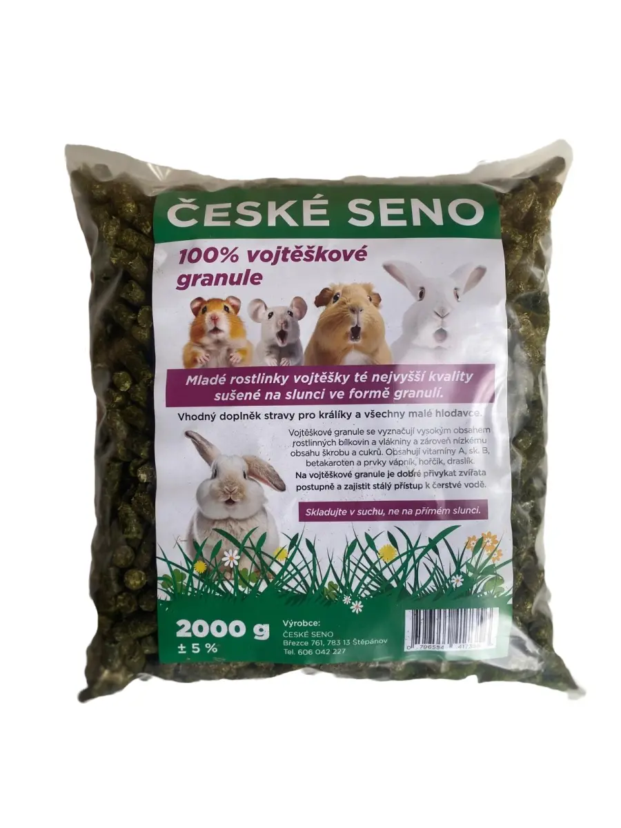 Krmivo pro hlodavce Seno luční 100% vojtěškové granule 2kg, České seno#18781