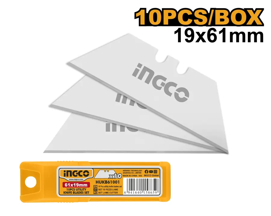 Čepel náhradní 61x19mm sada 10ks HUKB61001, Ingco#19883