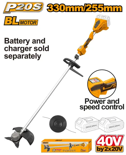 Sekačka strunová AKU, 330mm, bez baterie a nabíječky CSTLI20028, Ingco#19958