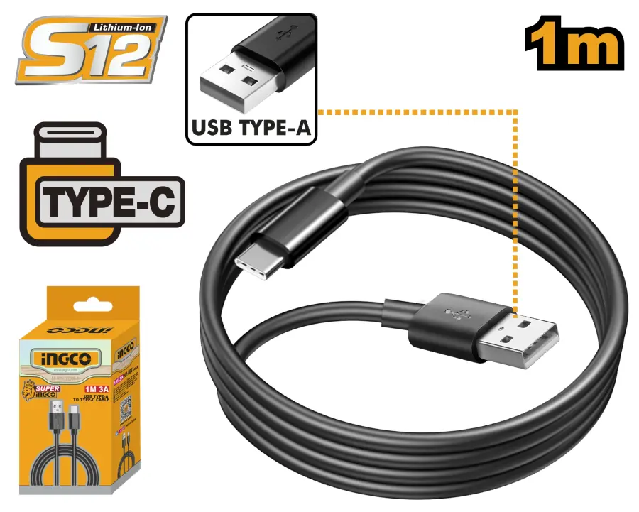 Kabel USB A-C, 1m IUCC01, Ingco#19973