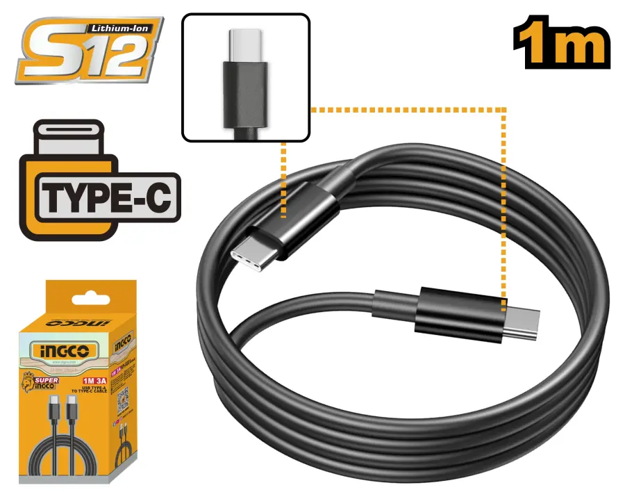 Kabel USB C-C, 1m IUCC02, Ingco#19974