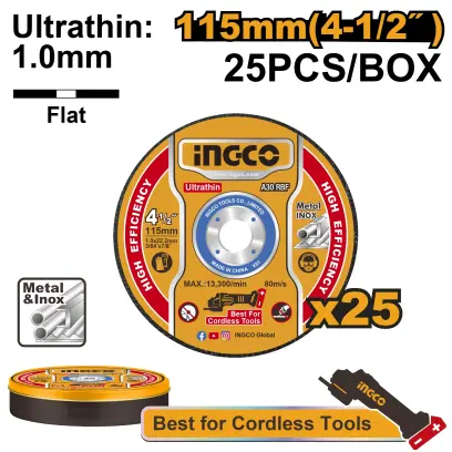 Kotouč řezný kov 115x1,2x22,2mm, sada 25ks MCD11011525, Ingco#20004