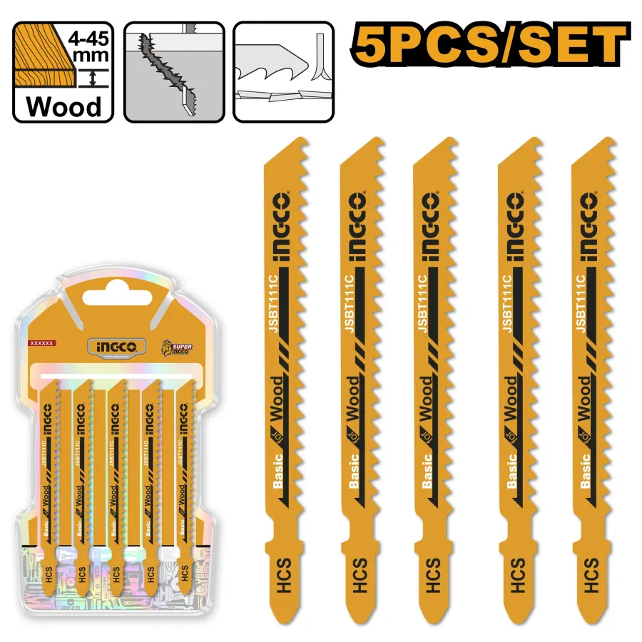 List pilový na dřevo do pily, sada 5ks JSBT111C, Ingco#20047