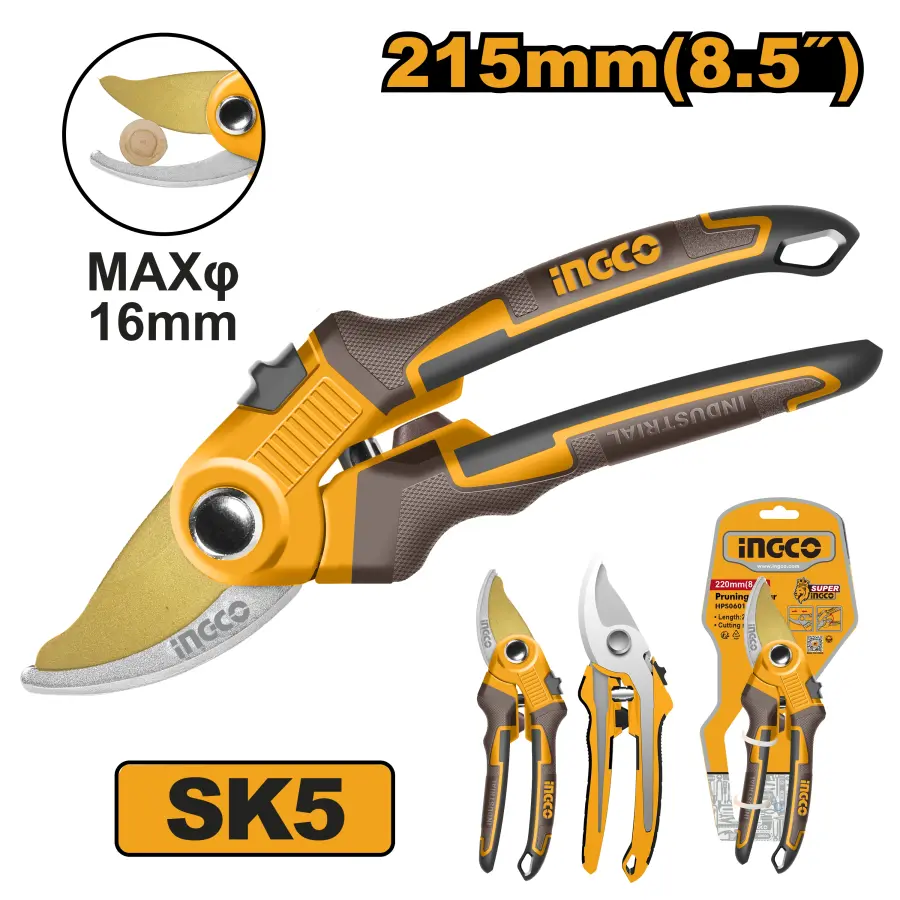 Nůžky zahradní 220mm ergonomické  HPS0601, Ingco#2060