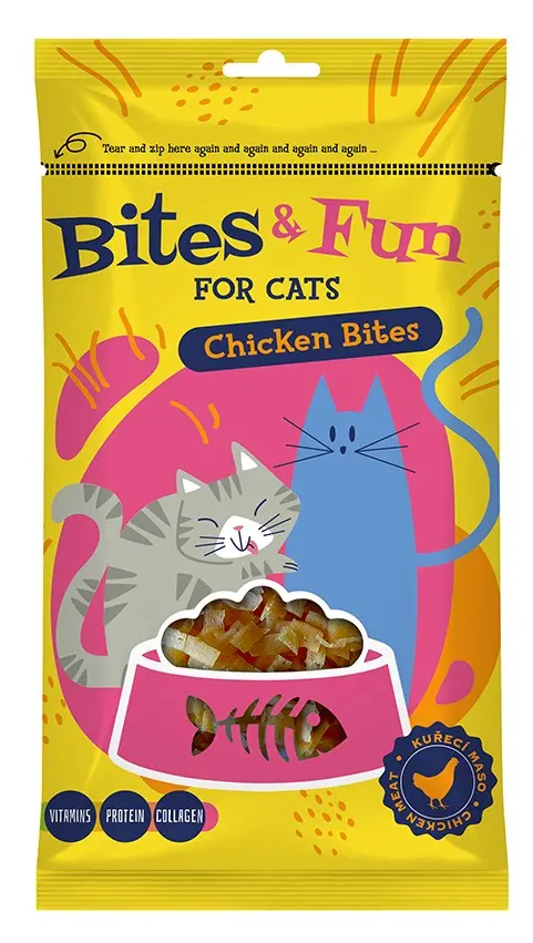 Pamlsek pro kočky Chicken Bites kuřecí kousky 60g, Bites&Fun#21219