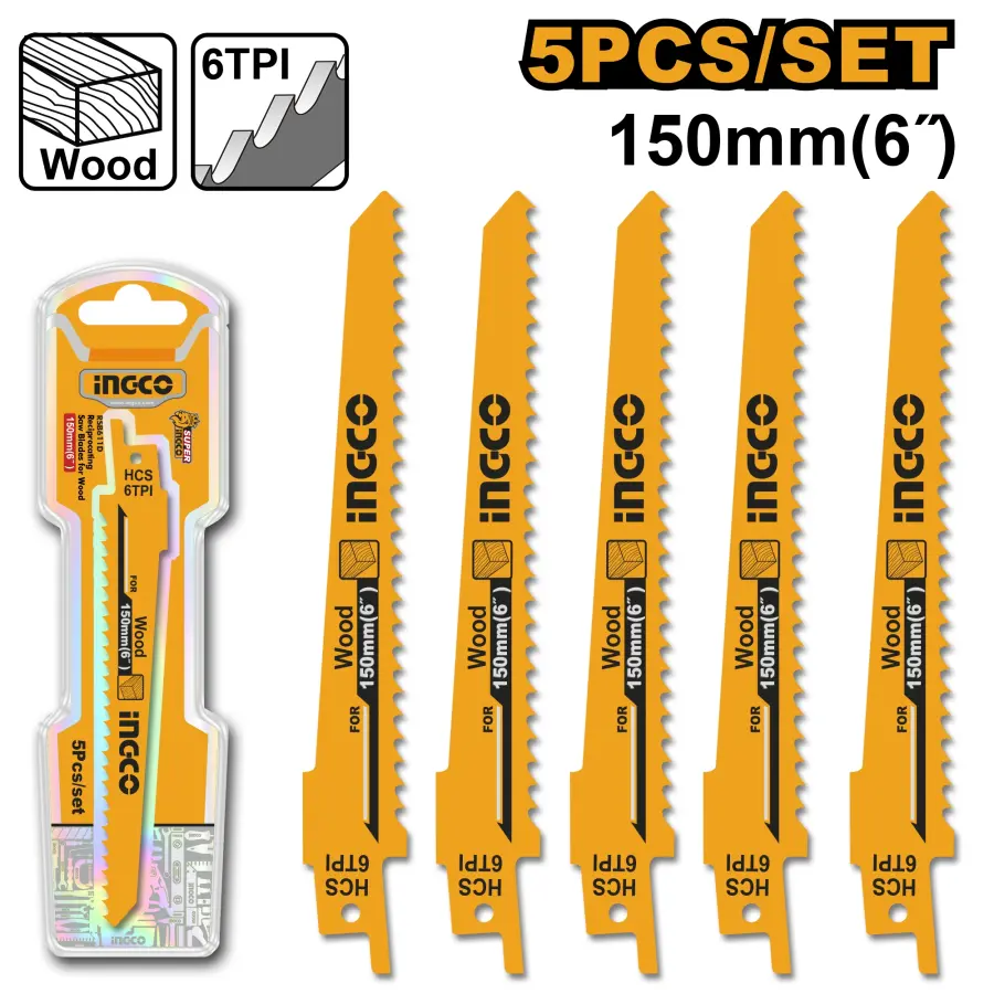 List pilový do přímočaré pily 150mm, sada 5ks RSB611D, Ingco#21594
