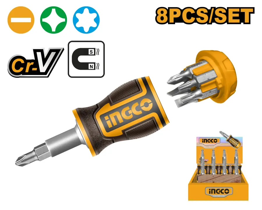 Šroubovák MINI 8v1 CrV AKISDS0708, Ingco#21617