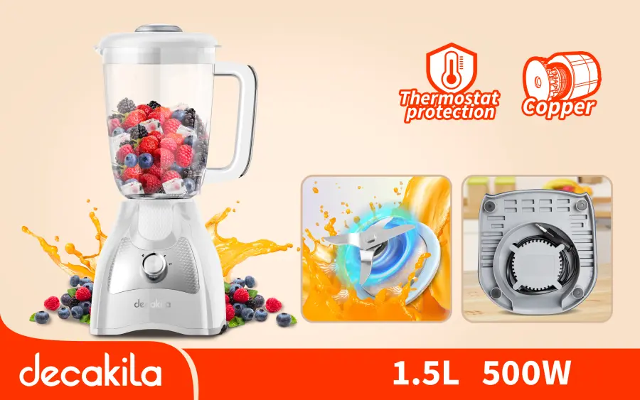 Mixér stolní 2 rychlosti 1,5l 500W bílý KEJB043W, Decakila#21716