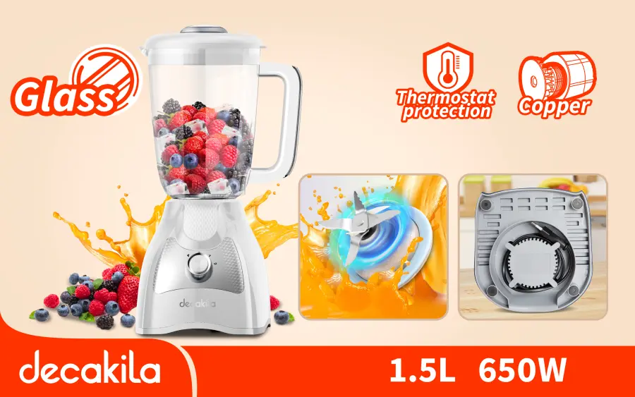 Mixér stolní 1,5l 650W bílý KEJB045W, Decakila#21720