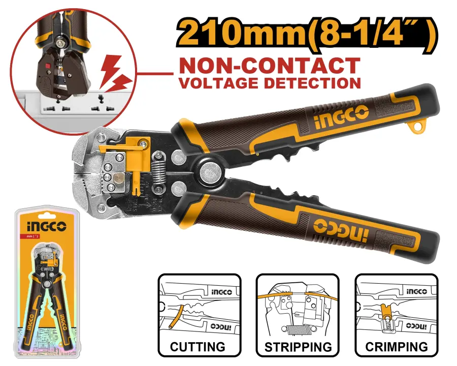 Kleště odizolovací 210mm s indikátorem napětí HWSP102429, Ingco#21910