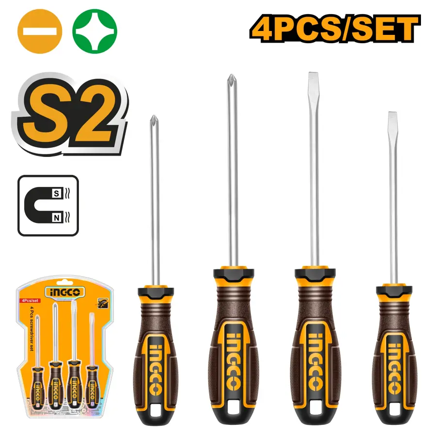 Šroubovák plochý+křížový sada 4ks HKSDS0428, Ingco#21911