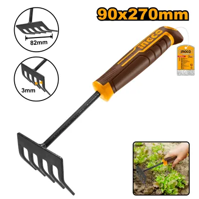 Hrabičky ruční MINI 5 zubů 270x90mm HFTR1008, Ingco#21917