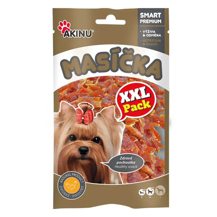 Pamlsek pro psy Kuřecí proužky XXL 90g, Akinu#23710
