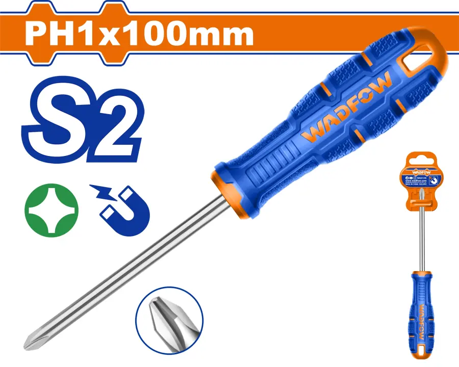Šroubovák křížový 1x100mm WSDB214, Wadfow#23762