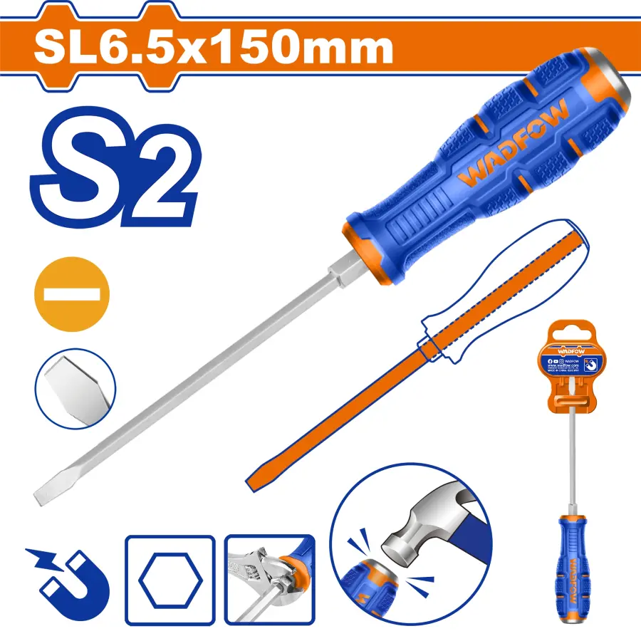 Šroubovák plochý vyjímatelný 6,5x150mm WQJ1266, Wadfow#23764