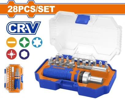 Šroubovák ráčna + bity sada 28ks WSS8B28, Wadfow#23771
