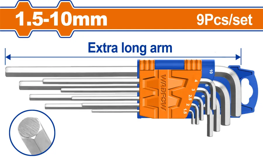 Klíč inbus prodloužený 9ks WHK1292, Wadfow#23805