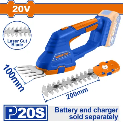 Nůžky zahradní AKU, 100mmx200mm, 20V, bez baterie a nabíječky WJC1520, Wadfow#23948