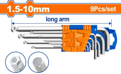 Klíč inbus s kuličkou 1,5-10mm, sada 9ks WHK2291, Wadfow#24008