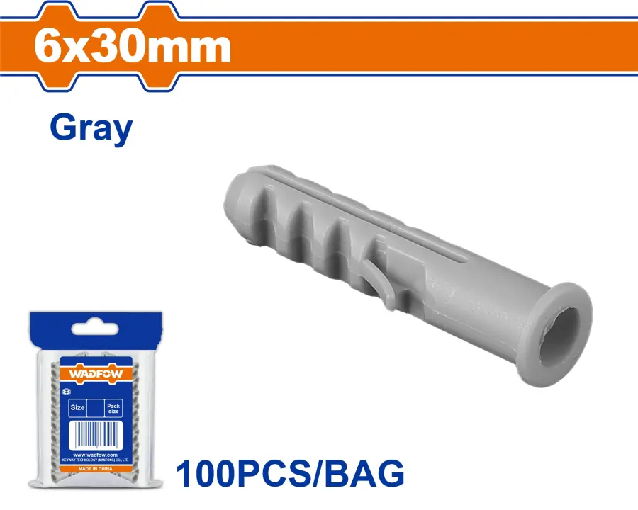 Hmoždinka natloukací 6x30mm, sada 100 ks WXTC911, Wadfow#24080