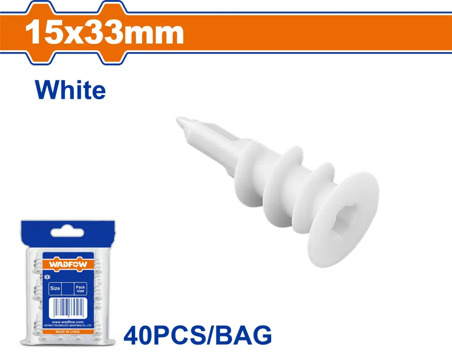 Hmoždinka do sádrokartonu 15x33mm, sada 40 ks WXTG911, Wadfow#24083