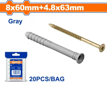 Hmoždinka natloukací 8x60mm + 4.8x63mm, sada 20 ks WXTO921, Wadfow#24099