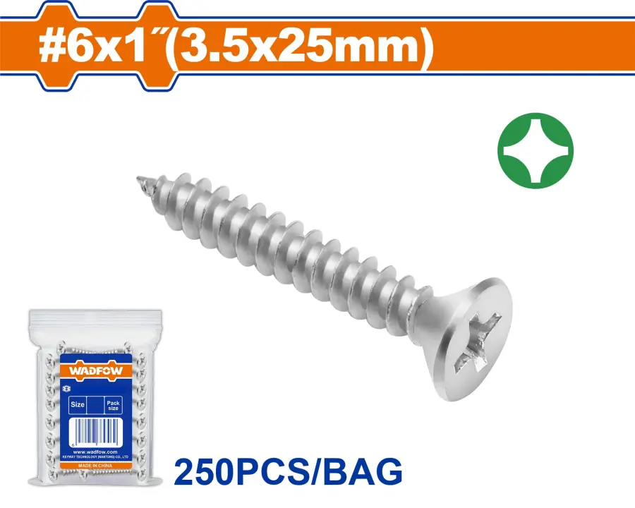 Vrut samořezný ZH 3.5x25mm, sada 250 ks WXSC914, Wadfow#24104