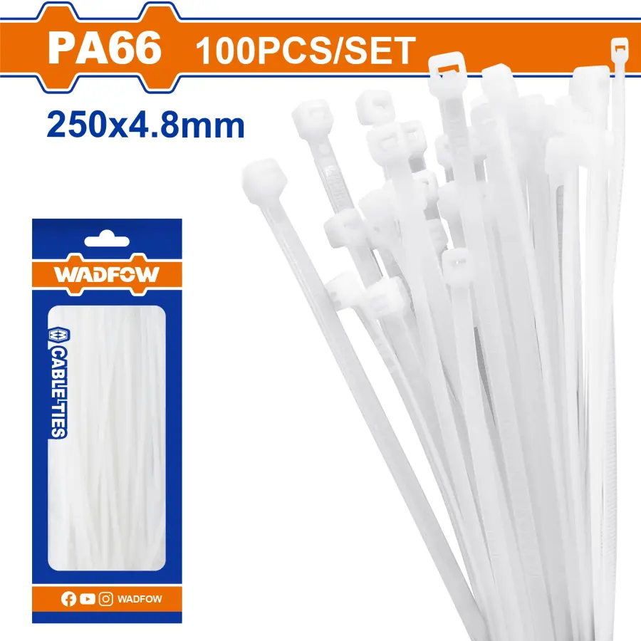 Páska stahovací PA66 250x4.8mm, sada 100 ks WTE325048, Wadfow#24114