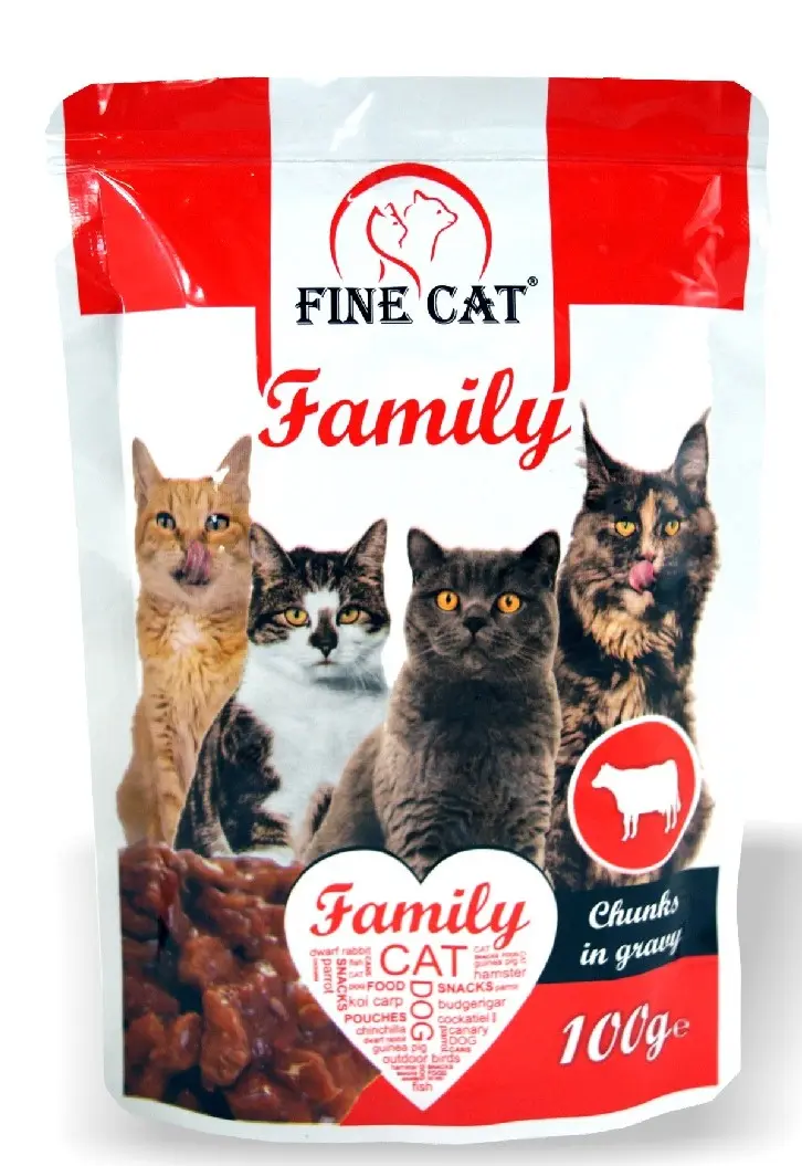 Kapsička pro kočky Family s hovězím 100g, Fine Cat#24281