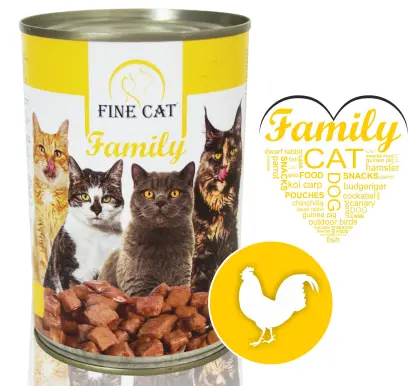 Konzerva pro kočky Family s drůbežím 415g, Fine Cat#24284